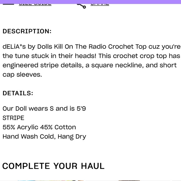 🏷️ BNWT deLiA*s x Dolls Kill Ivory Crochet Crop Top Pink & Orange Stripes~Sz M - Picture 11 of 13